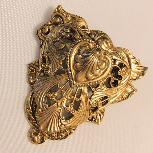 Gold Tone Ornate Vintage Victorian Brooch - Picture 1 of 7